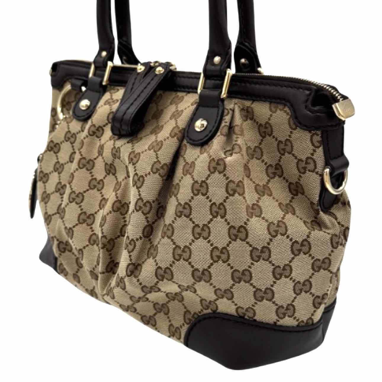 GUCCI Monogram Medium Sukey Tote Brown
