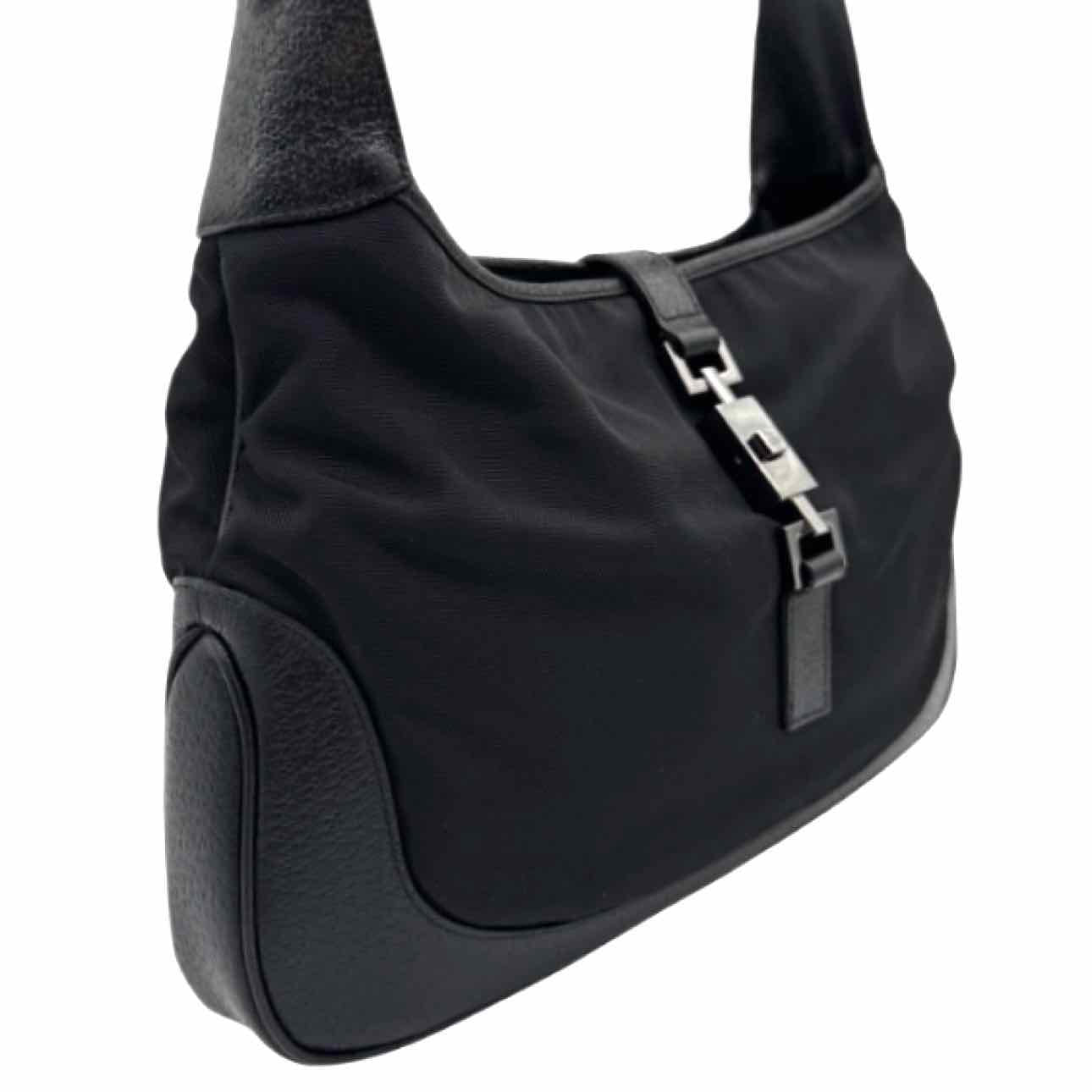 GUCCI Nylon/Calfskin Jackie Shoulder Bag Black