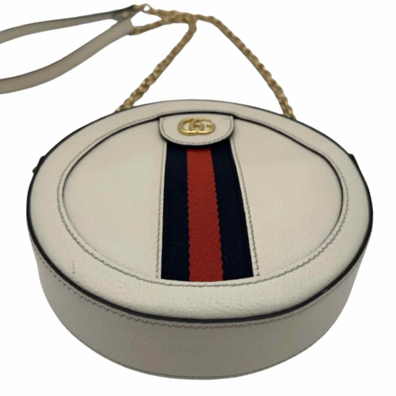 GUCCI Ophidia Mini Round Crossbody White
