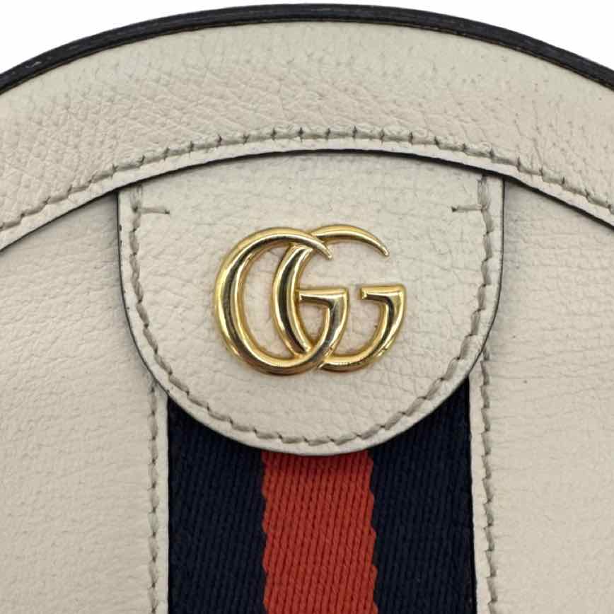GUCCI Ophidia Mini Round Crossbody White
