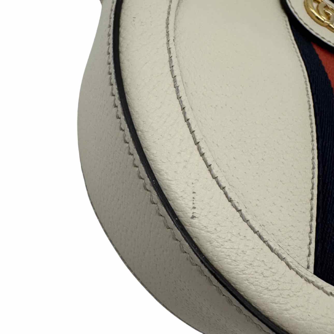 GUCCI Ophidia Mini Round Crossbody White