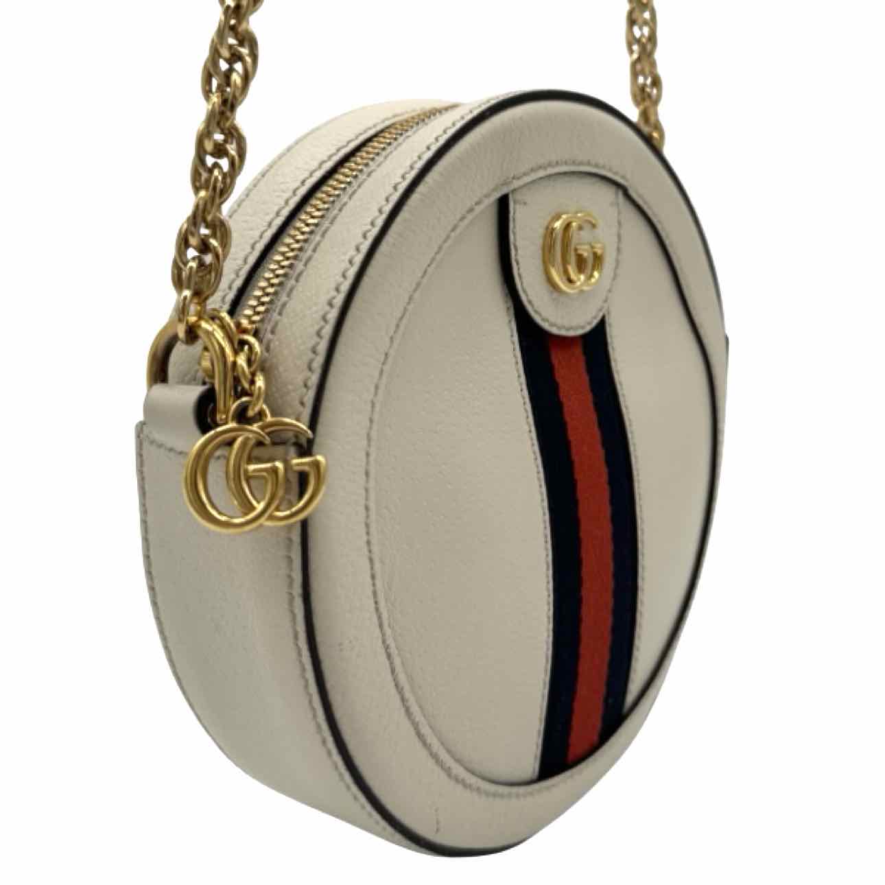 GUCCI Ophidia Mini Round Crossbody White