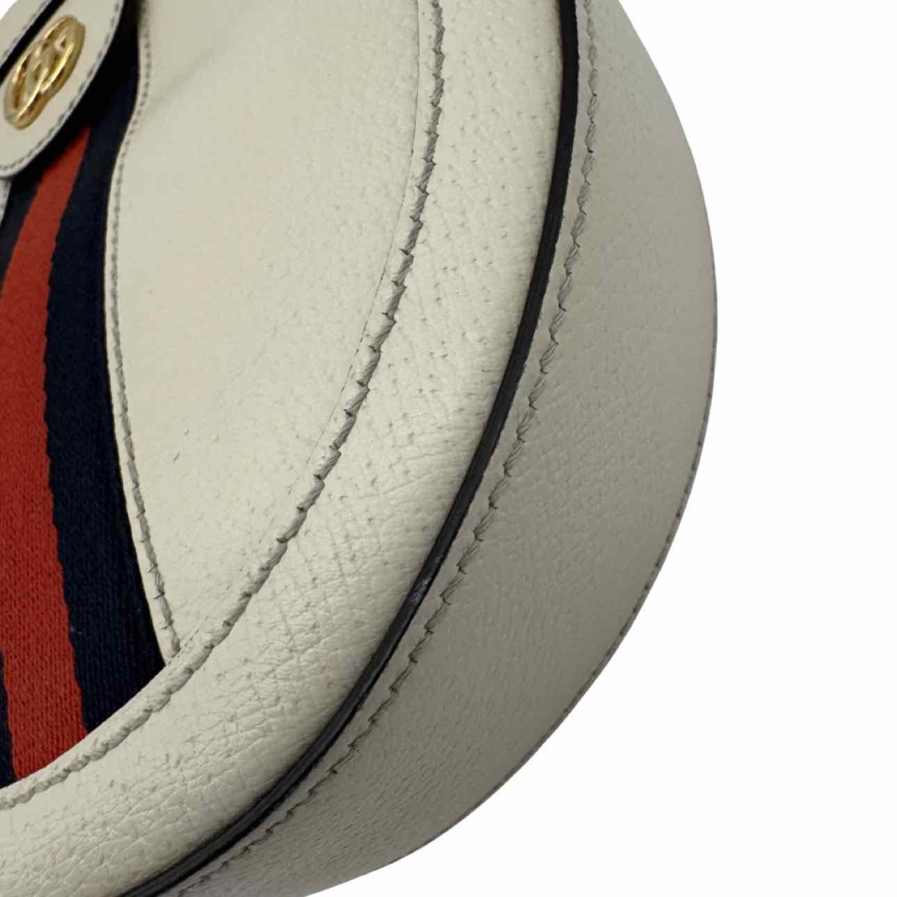 GUCCI Ophidia Mini Round Crossbody White