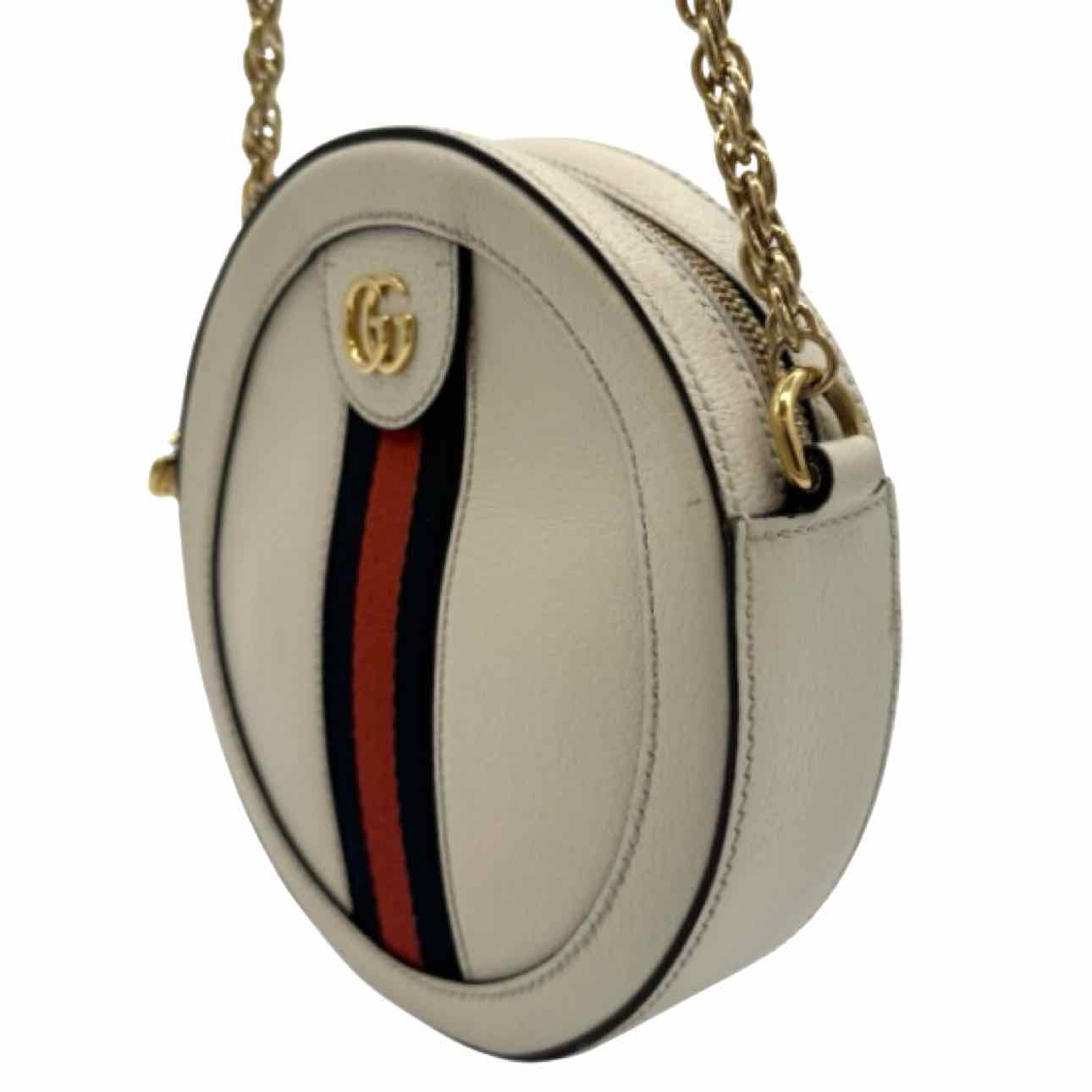 GUCCI Ophidia Mini Round Crossbody White