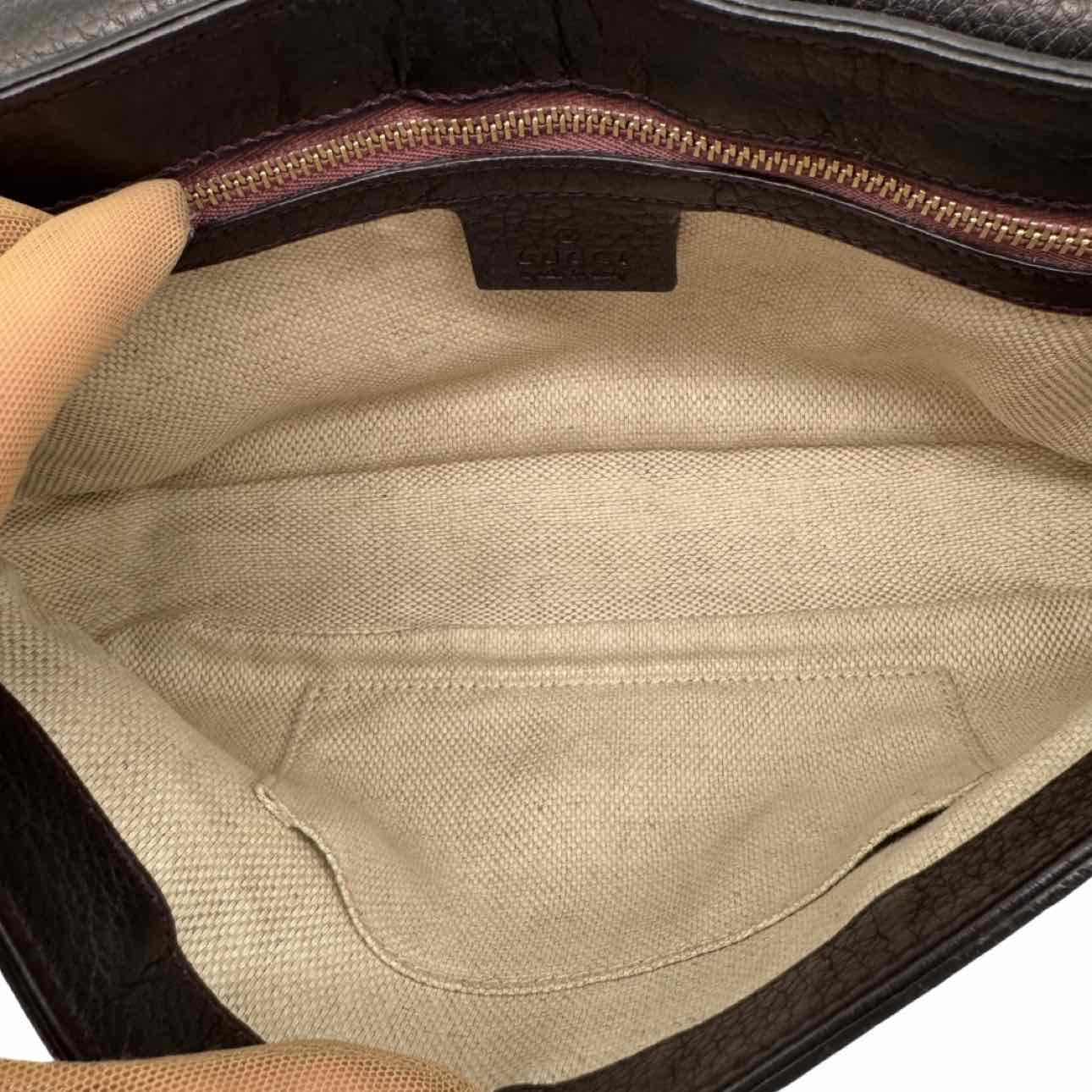 GUCCI Pebbled Calfskin Medium Soho Flap Crossbody Black