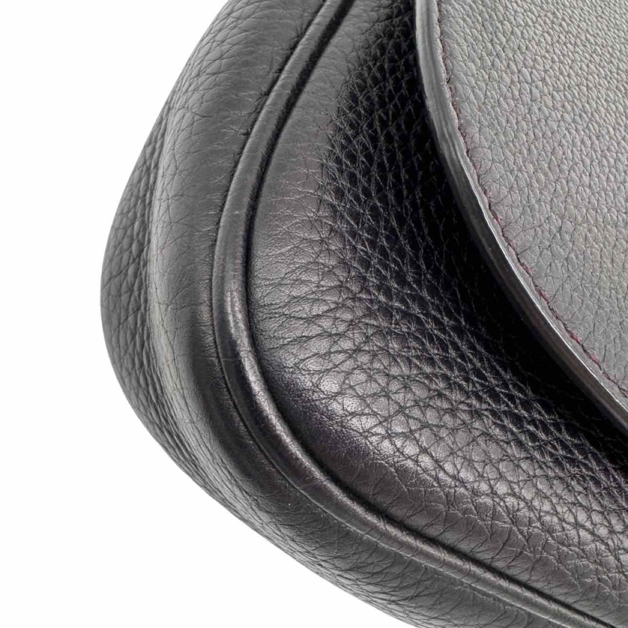 GUCCI Pebbled Calfskin Medium Soho Flap Crossbody Black