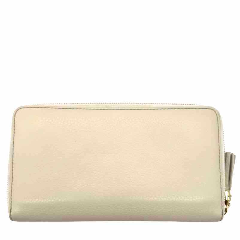 GUCCI Pebbled Calfskin Medium Soho Zip Around Wallet White
