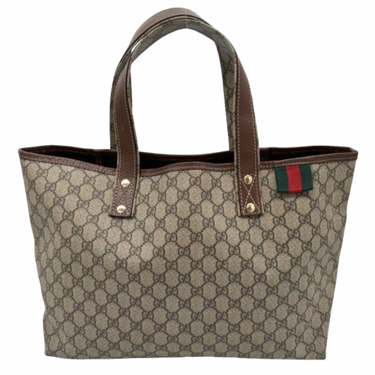 GUCCI Plus Monogram Medium Signature Web Loop Tote Brown