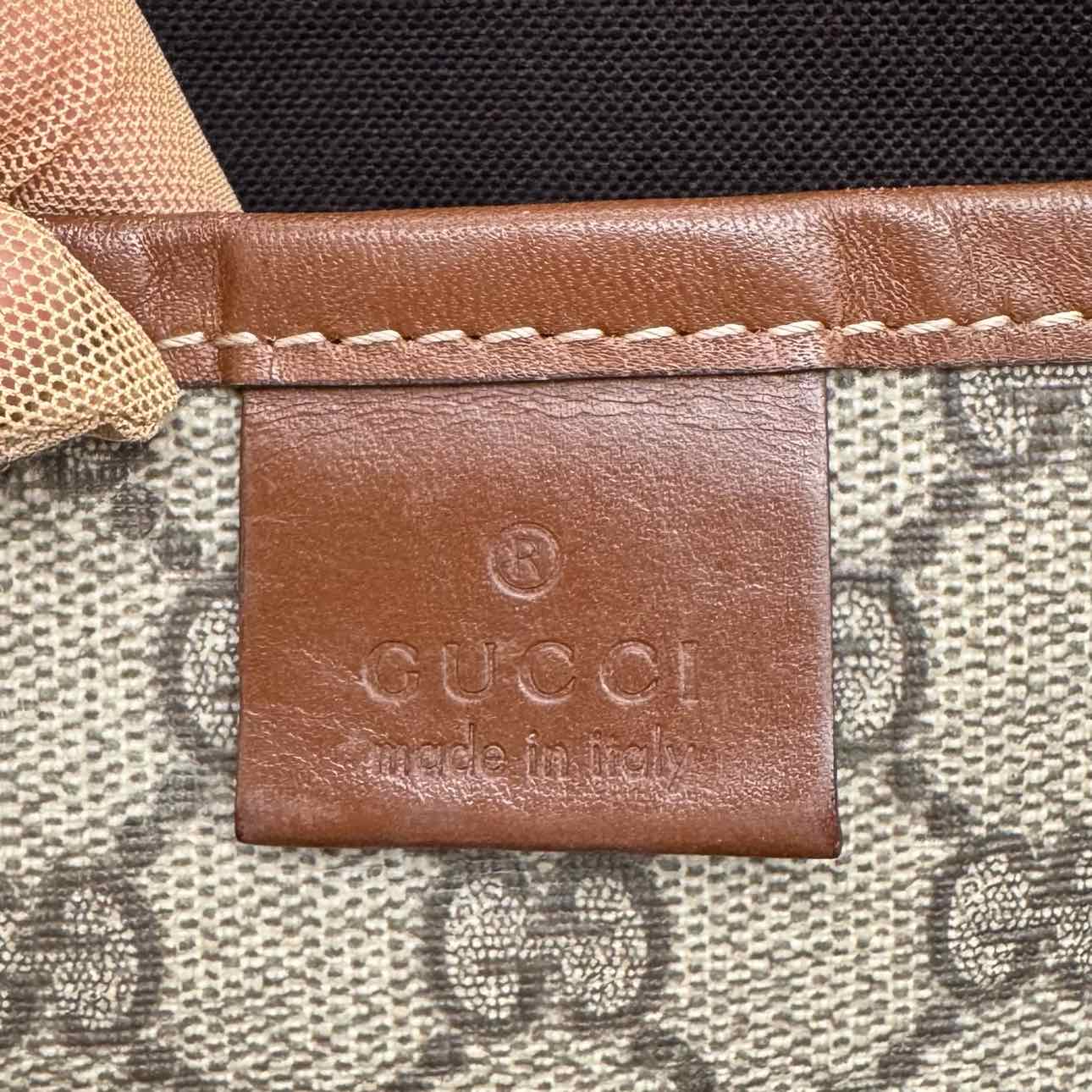 GUCCI Plus Monogram Medium Signature Web Loop Tote Brown