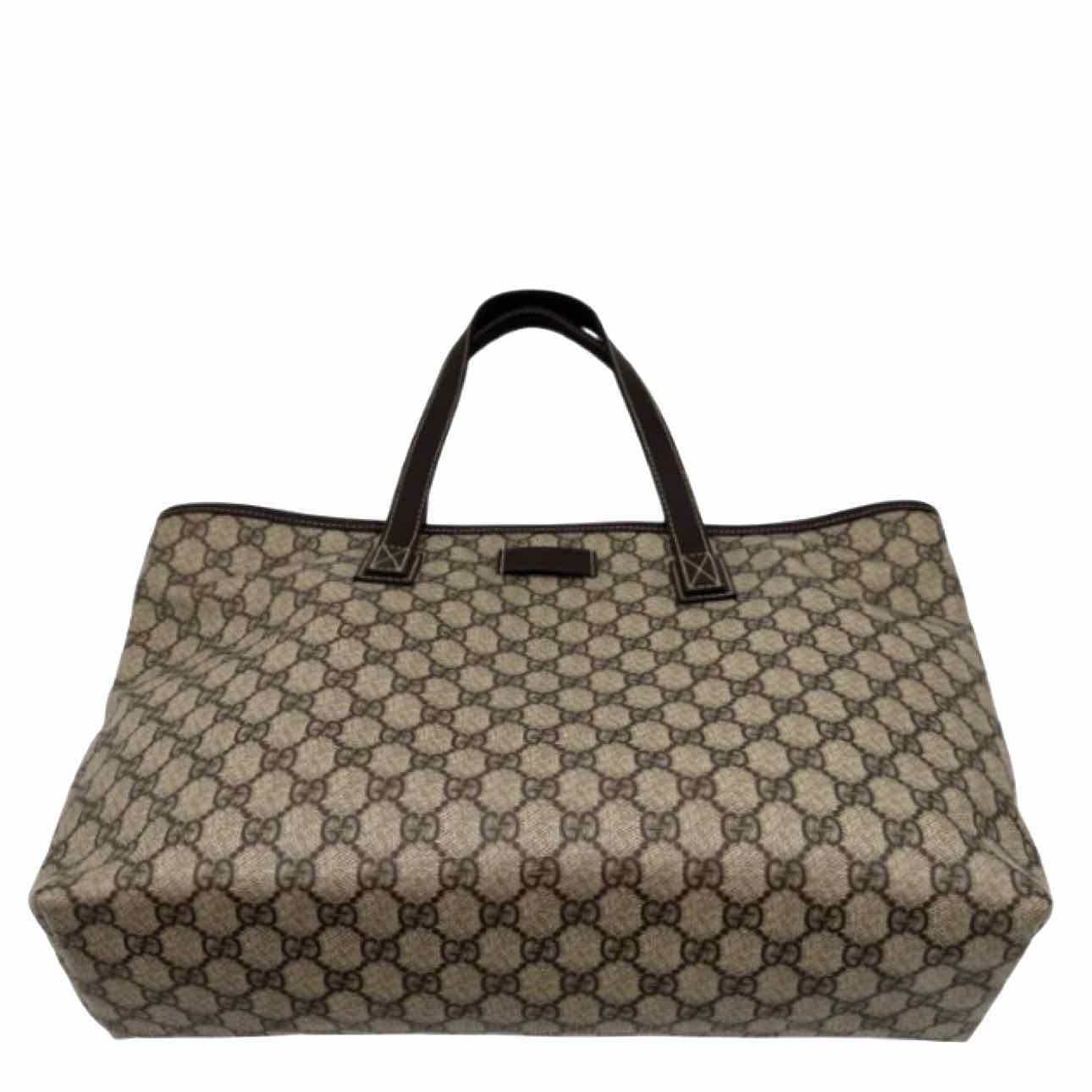 GUCCI Supreme Canvas Shopping Tote Brown