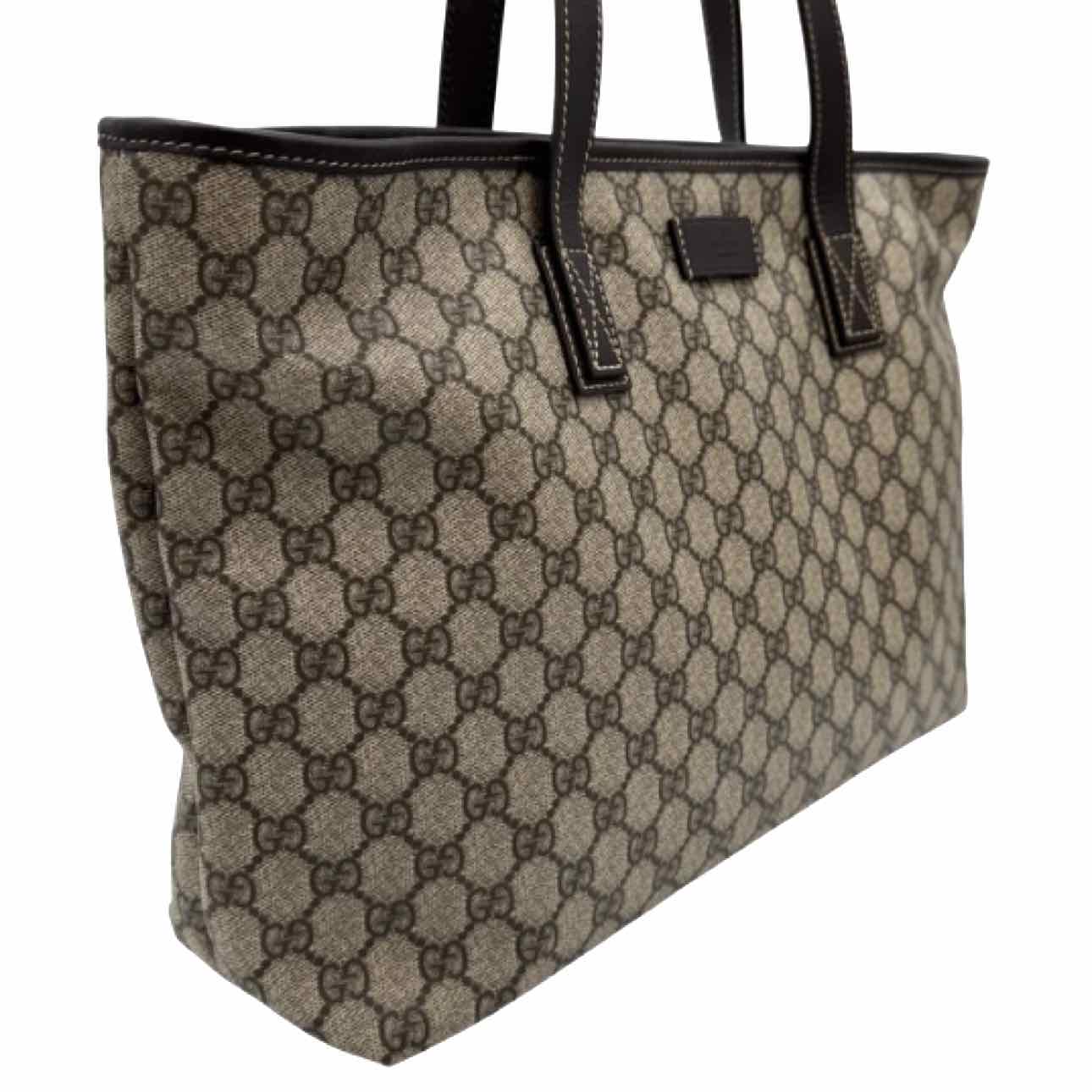 GUCCI Supreme Canvas Shopping Tote Brown