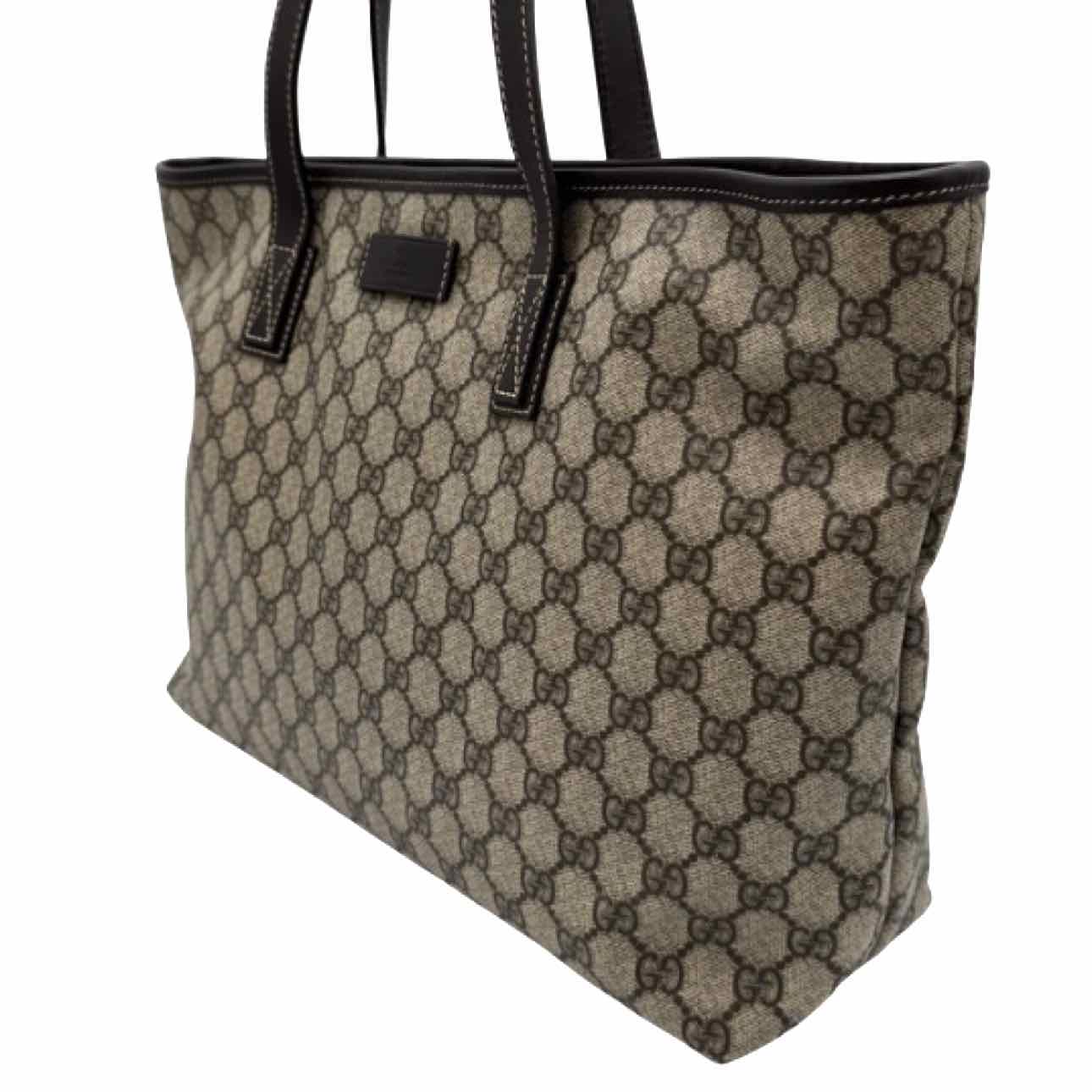 GUCCI Supreme Canvas Shopping Tote Brown