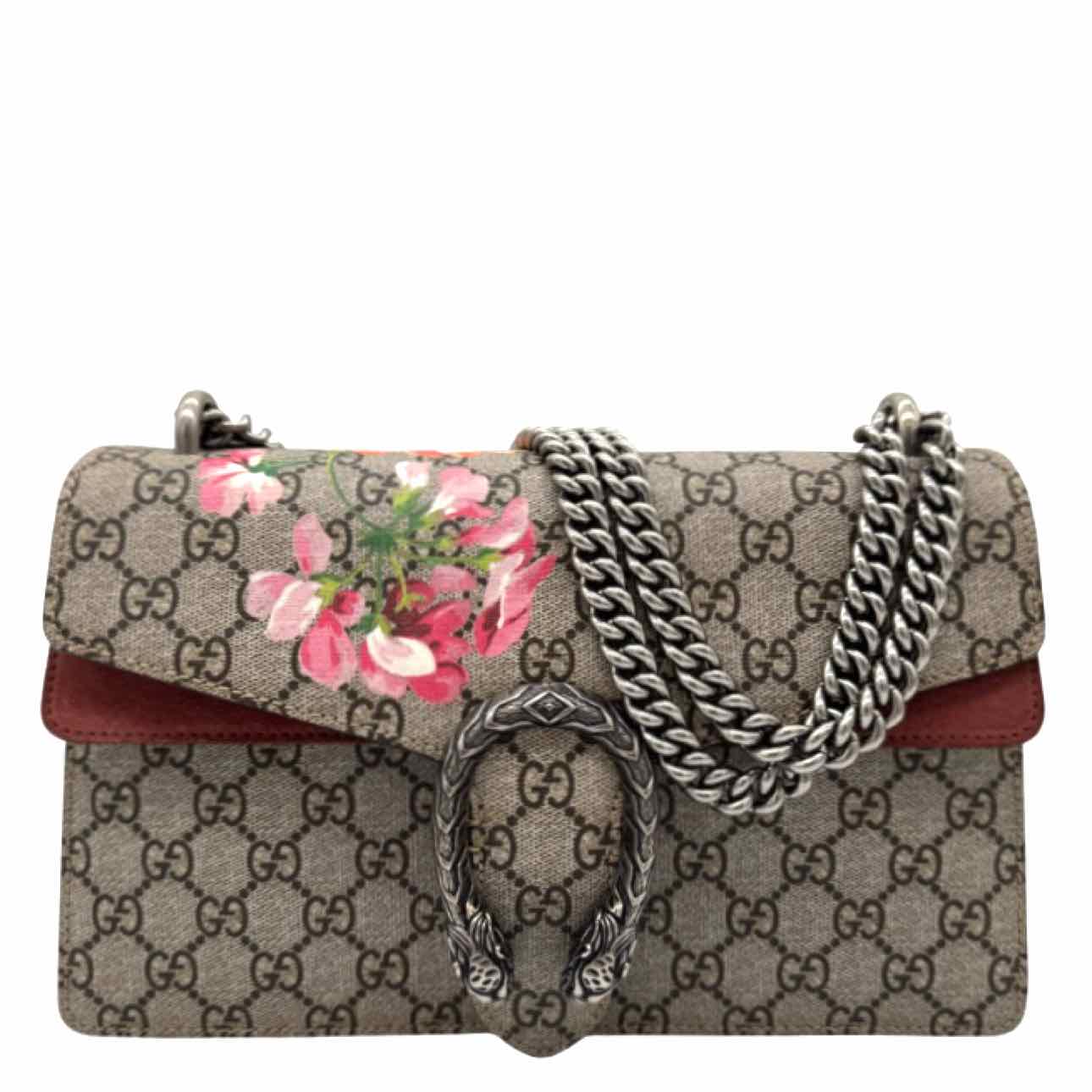 GUCCI Supreme Monogram Blooms Dionysus Shoulder Bag Beige