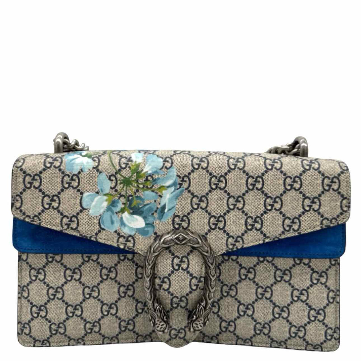 GUCCI Supreme Monogram Blooms Medium Dionysus Shoulder Bag Blue