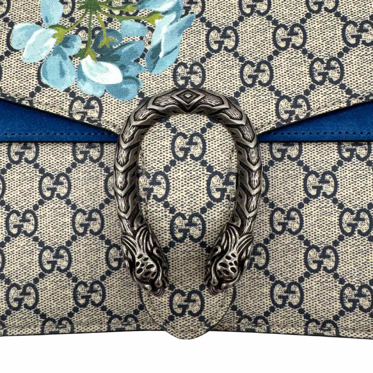 GUCCI Supreme Monogram Blooms Medium Dionysus Shoulder Bag Blue