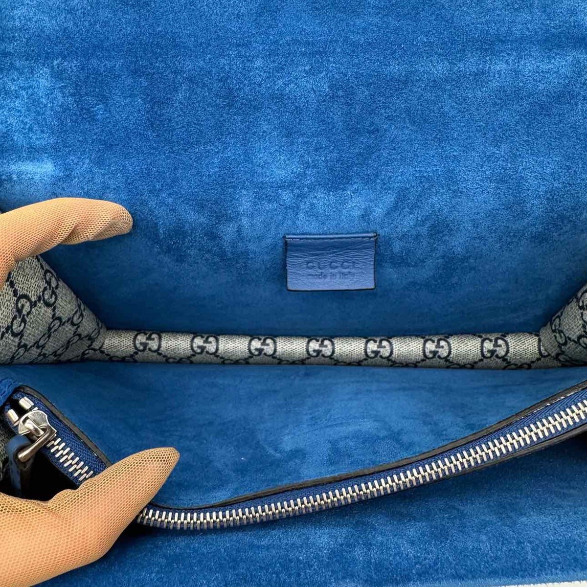 GUCCI Supreme Monogram Blooms Medium Dionysus Shoulder Bag Blue
