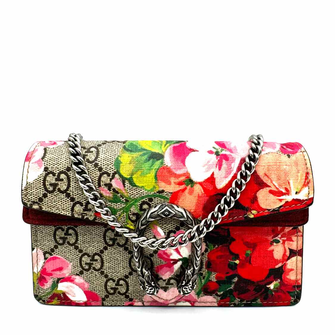 GUCCI Supreme Monogram Blooms Mini Dionysus Chain Shoulder Bag Dry Rose (Pre-Owned)