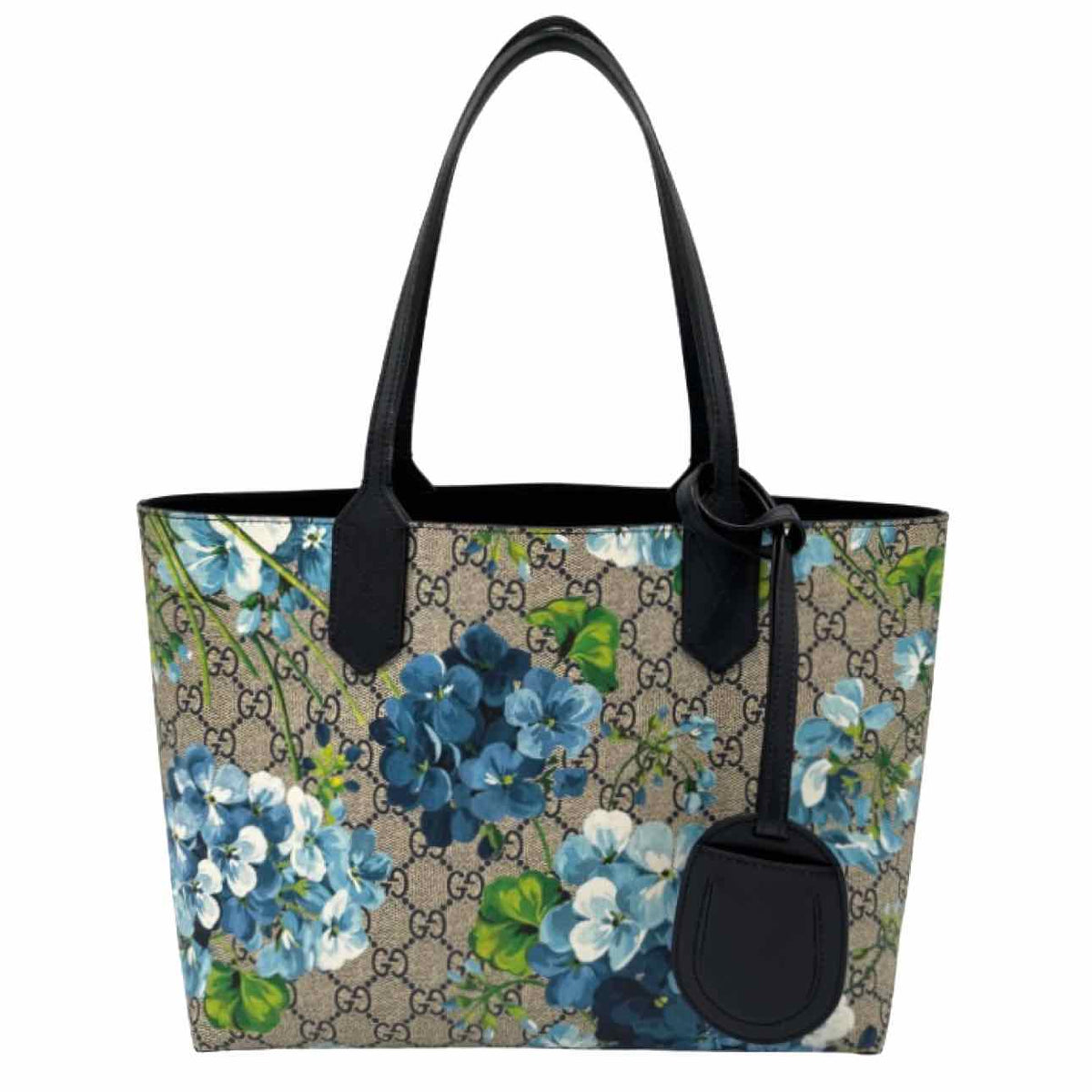 GUCCI Supreme Monogram Blooms Small Reversible Tote Bag Blue