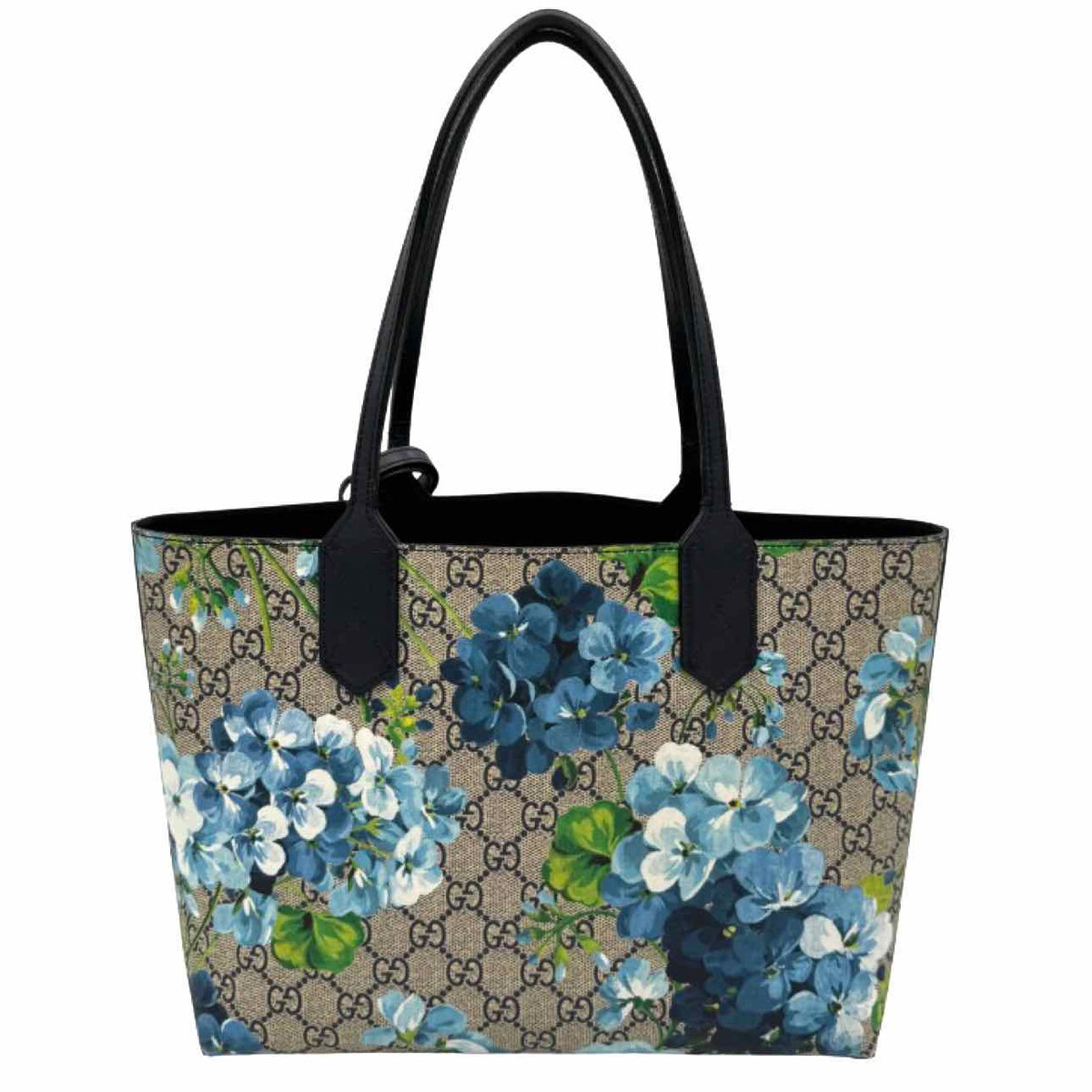 GUCCI Supreme Monogram Blooms Small Reversible Tote Bag Blue