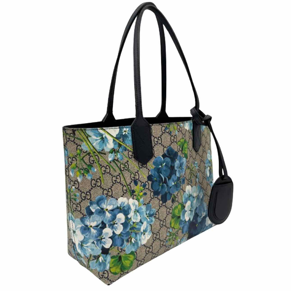 GUCCI Supreme Monogram Blooms Small Reversible Tote Bag Blue