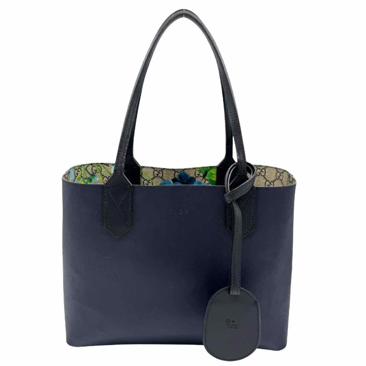 GUCCI Supreme Monogram Blooms Small Reversible Tote Bag Blue