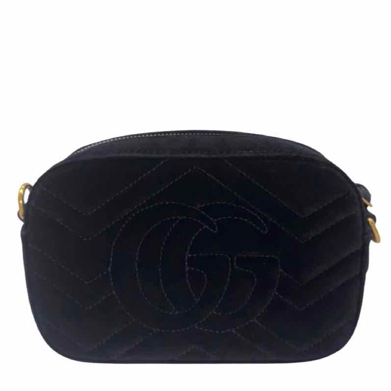 GUCCI  Velvet Matelasse Marquise Crystals Mini GG Marmont Shoulder Bag