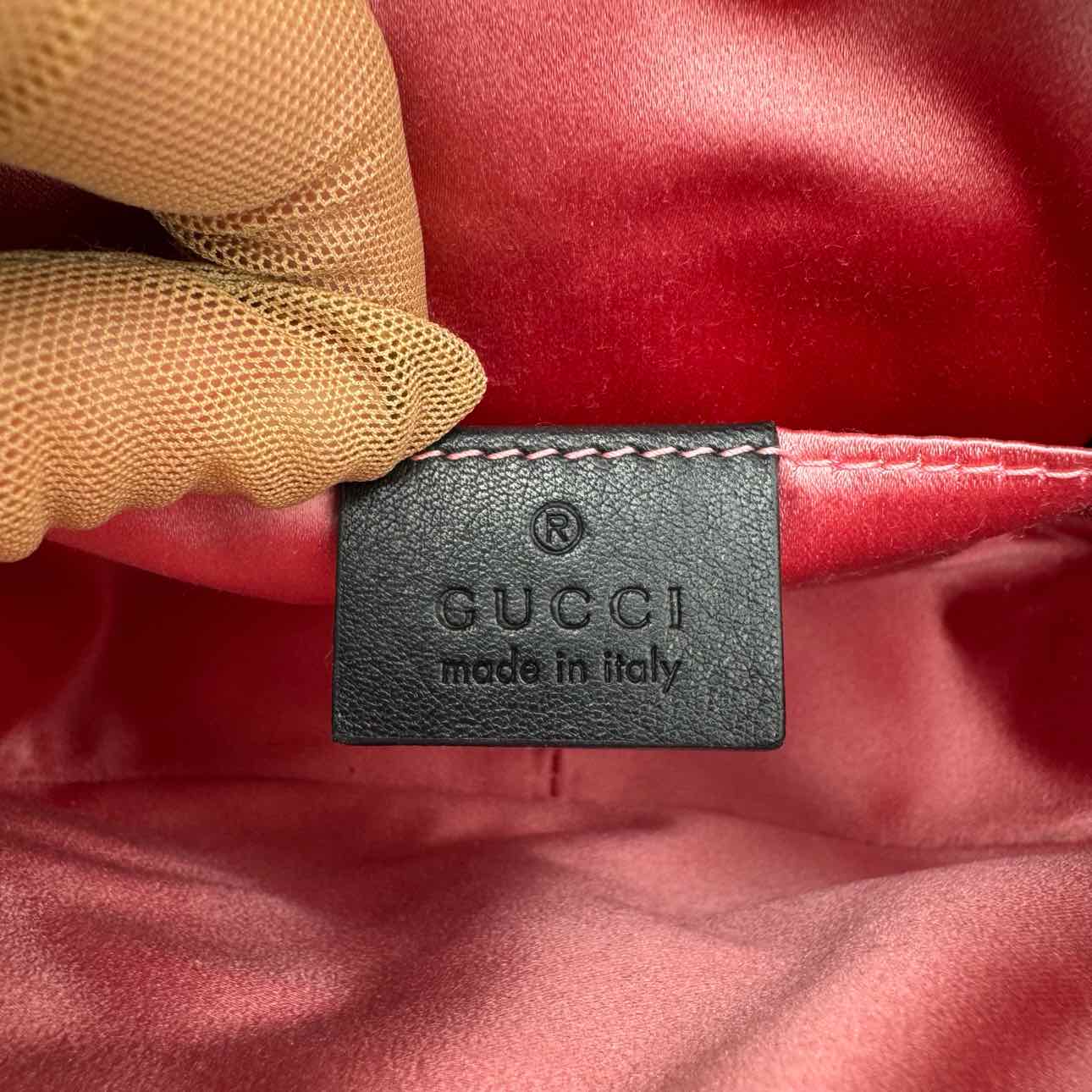 GUCCI  Velvet Matelasse Marquise Crystals Mini GG Marmont Shoulder Bag