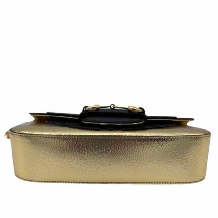 GUCCI X ADIDAS Textured Dollar Calfskin Web Trefoil Horsebit 1955 Shoulder Bag Gold(Pre-Owned)