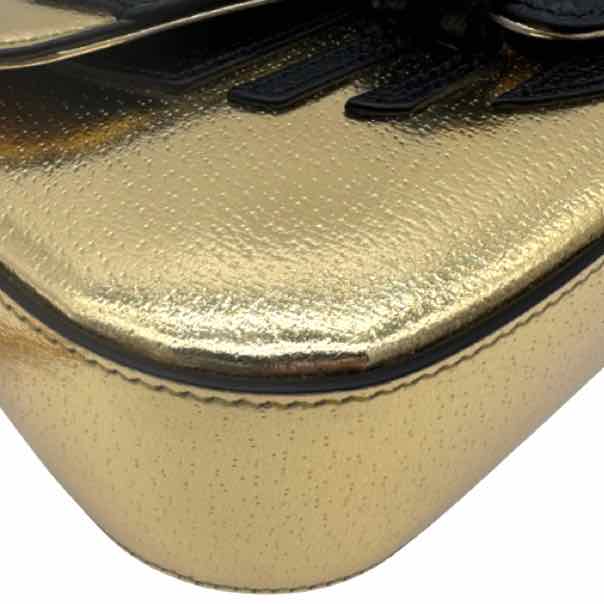 GUCCI X ADIDAS Textured Dollar Calfskin Web Trefoil Horsebit 1955 Shoulder Bag Gold(Pre-Owned)