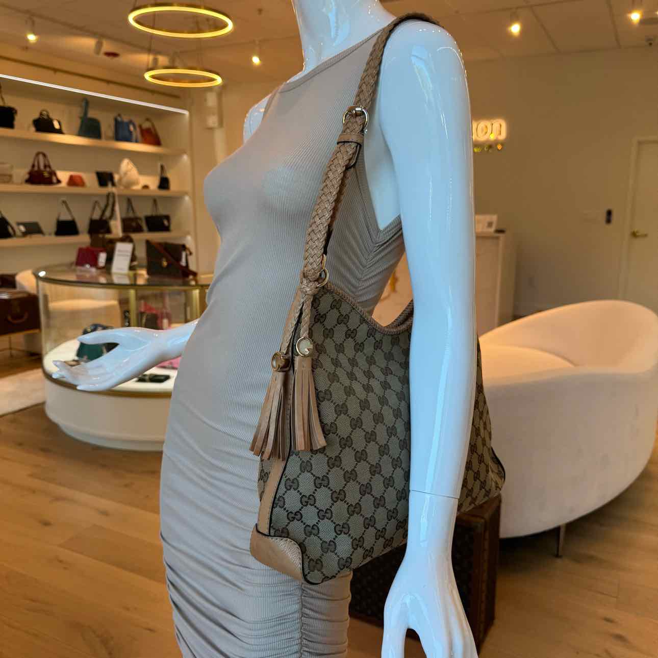 Gucci GG Monogram Marrakech Hobo Bag Brown