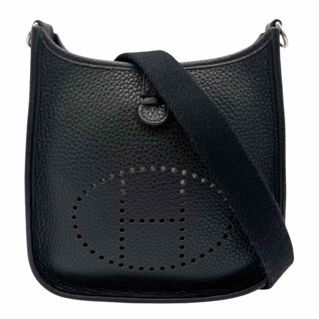 HERMES Clemence Leather Evelyne TPM Black Crossbody