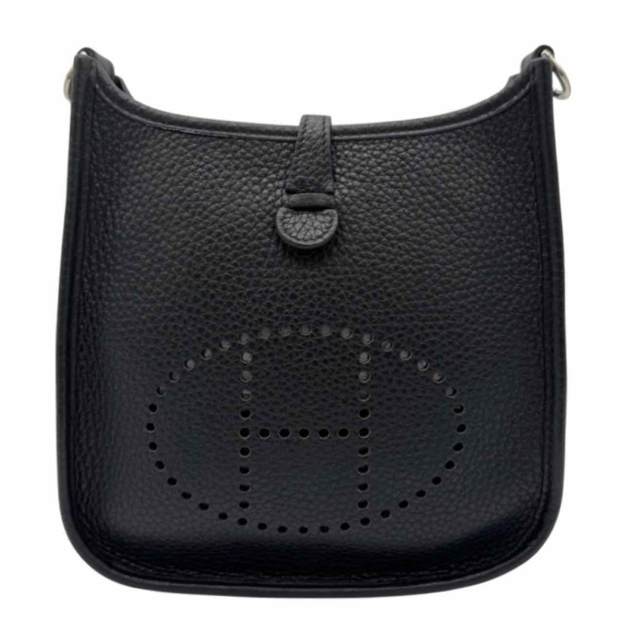 HERMES Clemence Leather Evelyne TPM Black Crossbody