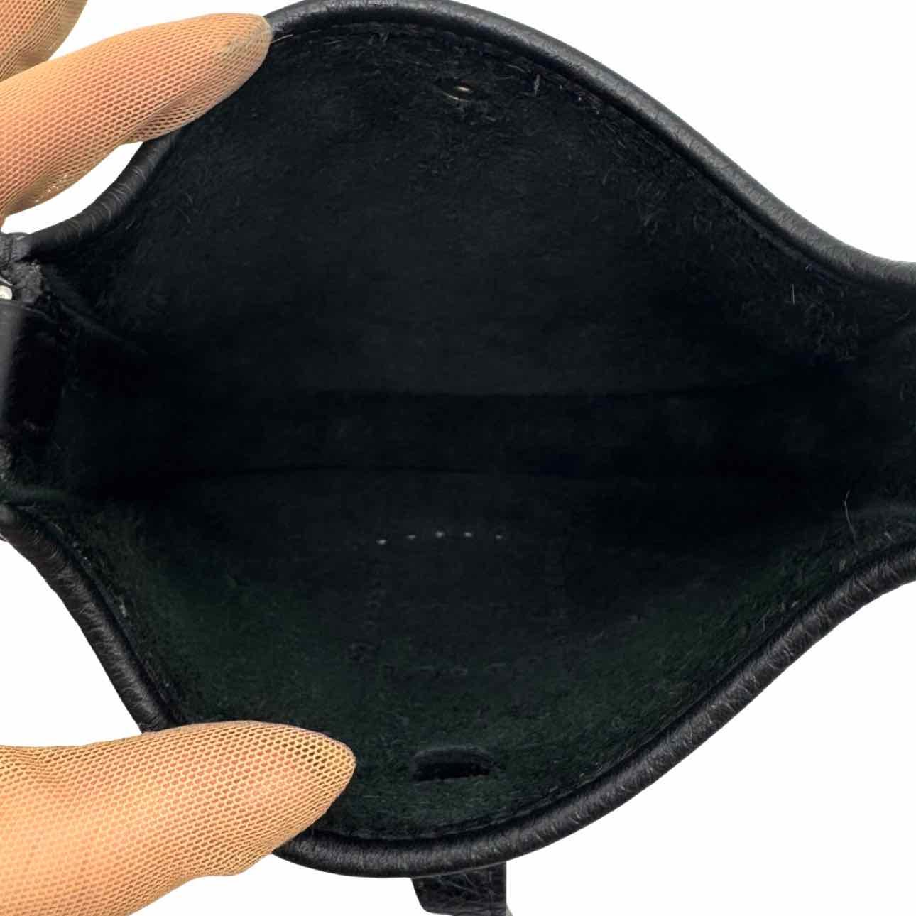 HERMES Clemence Leather Evelyne TPM Black Crossbody