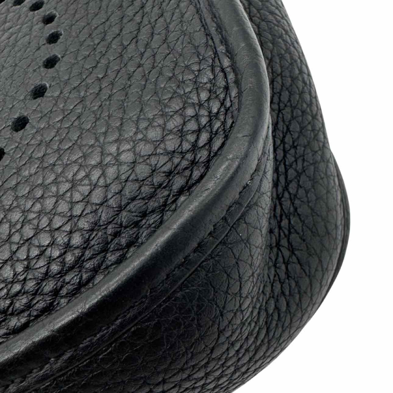 HERMES Clemence Leather Evelyne TPM Black Crossbody