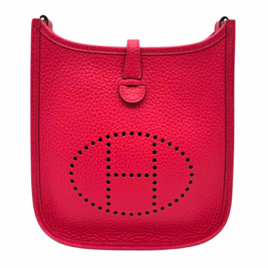HERMES Clemence Leather Evelyne TPM Rose Extreme