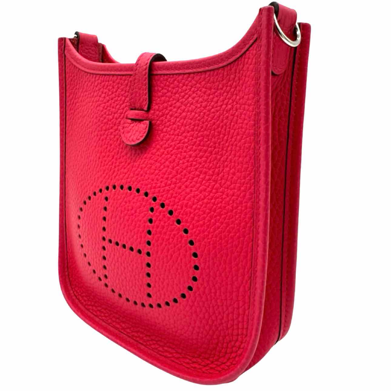 HERMES Clemence Leather Evelyne TPM Rose Extreme