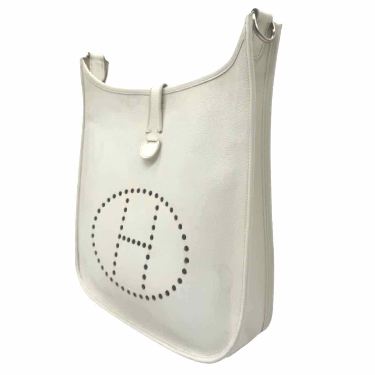 HERMES Epsom Leather Evelyne 33 White Crossbody