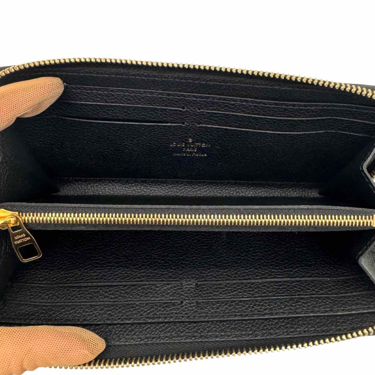 LOUIS VUITTON Bicolor Monogram Empreinte Leather Clemence Wallet Black