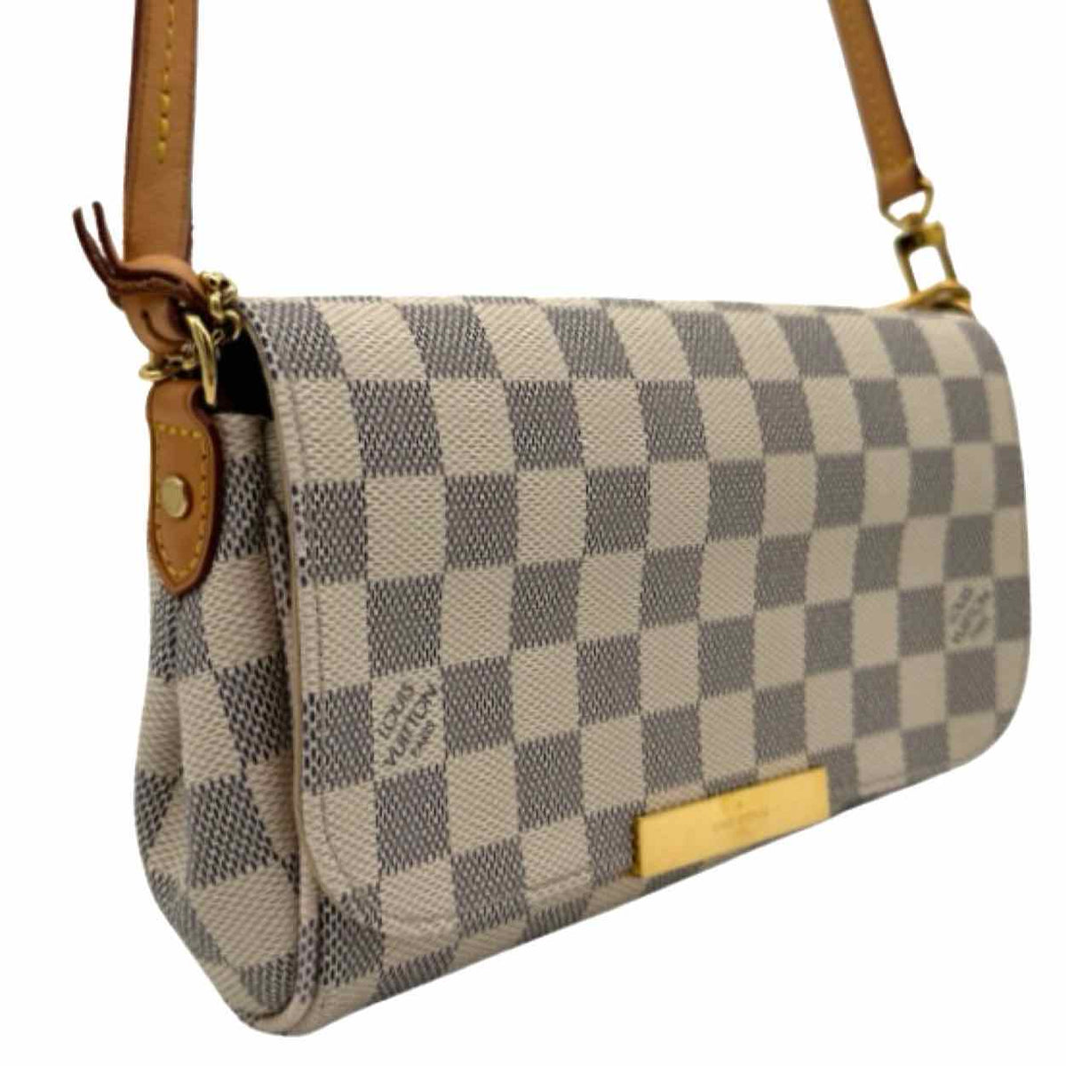 LOUIS VUITTON Damier Azur Favorite PM White