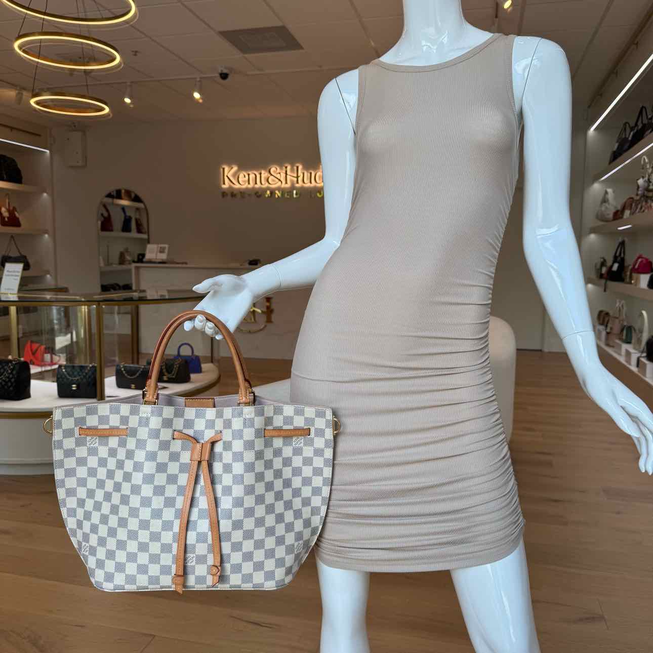 LOUIS VUITTON Damier Azur Girolata Tote White (Pre-Owned)