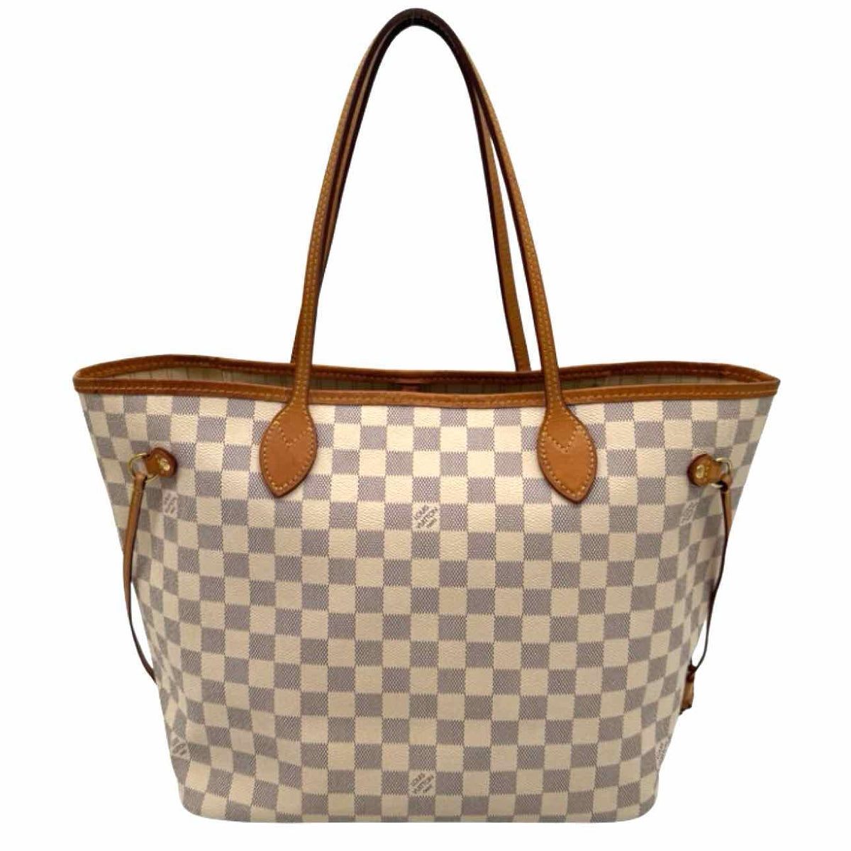 LOUIS VUITTON Damier Azur Neverfull MM Tote Bag White