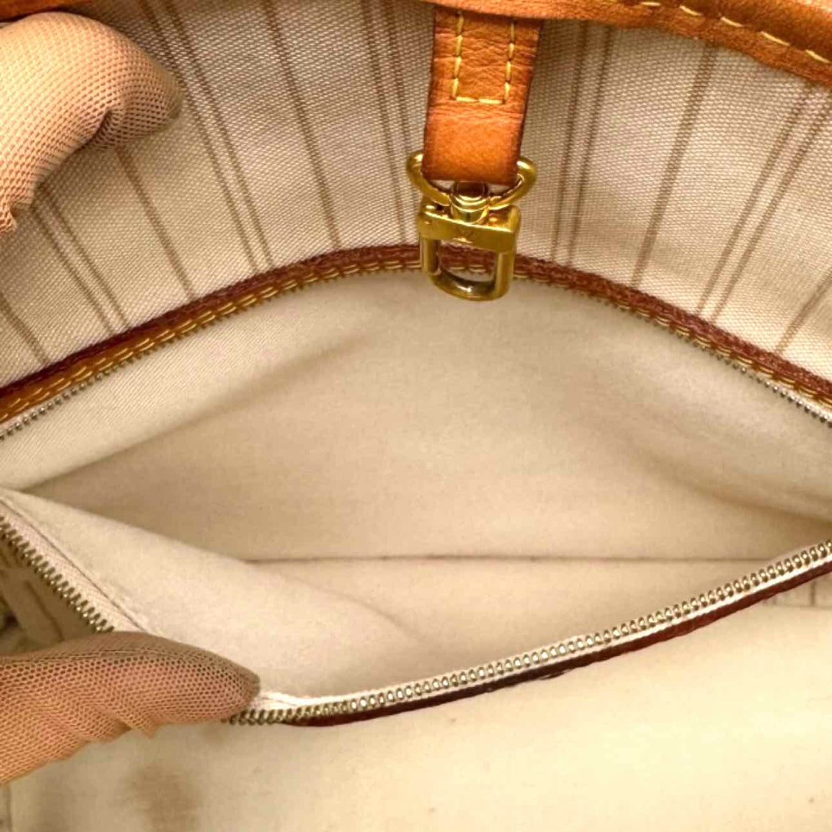 LOUIS VUITTON Damier Azur Neverfull MM Tote Bag White