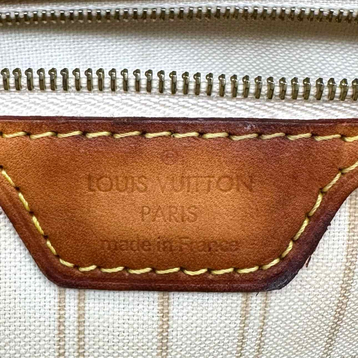 LOUIS VUITTON Damier Azur Neverfull MM Tote Bag White
