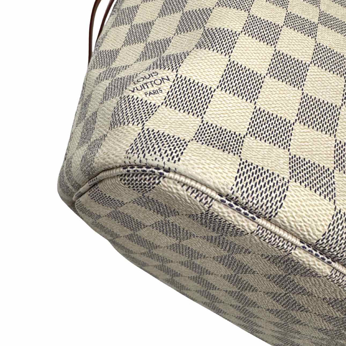 LOUIS VUITTON Damier Azur Neverfull MM Tote Bag White