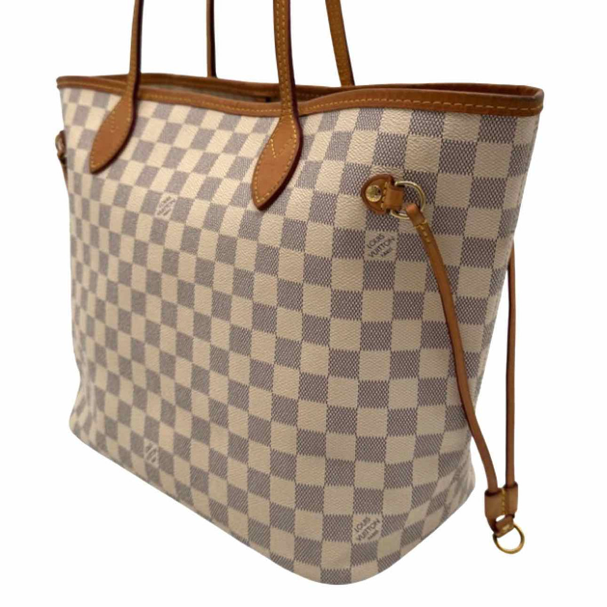 LOUIS VUITTON Damier Azur Neverfull MM Tote Bag White