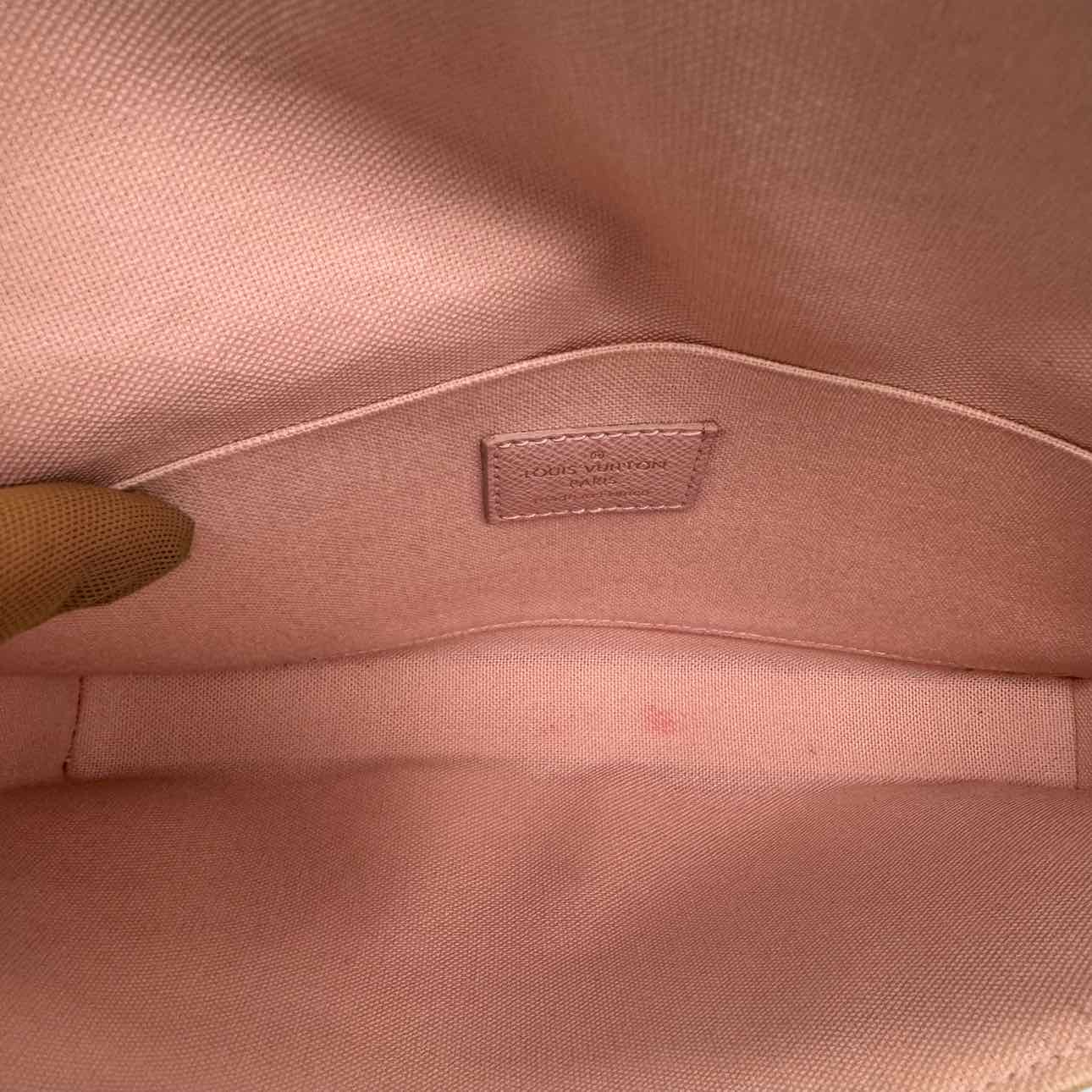 LOUIS VUITTON Damier Azur Pochette Felicie Rose Ballerine
