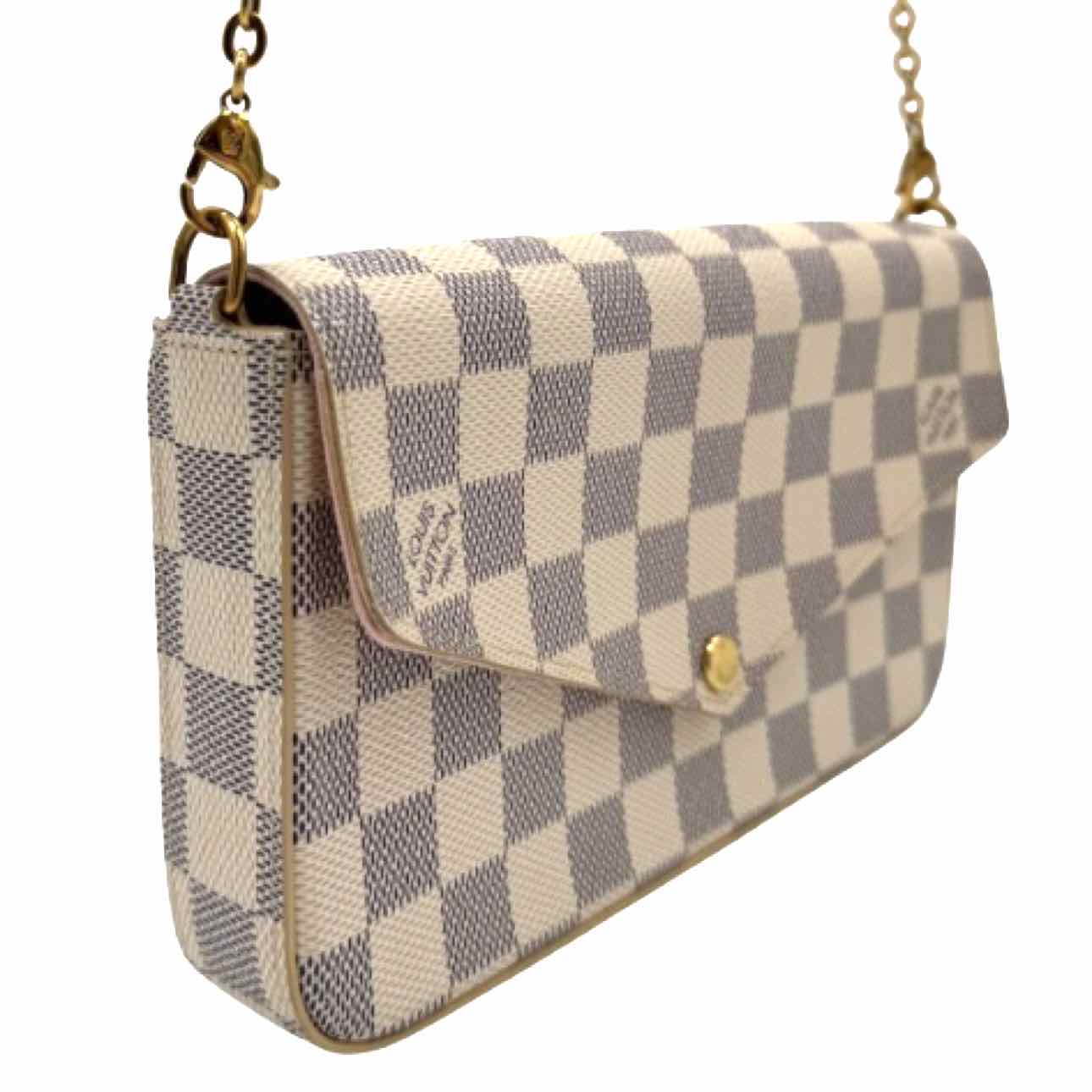 LOUIS VUITTON Damier Azur Pochette Felicie Rose Ballerine