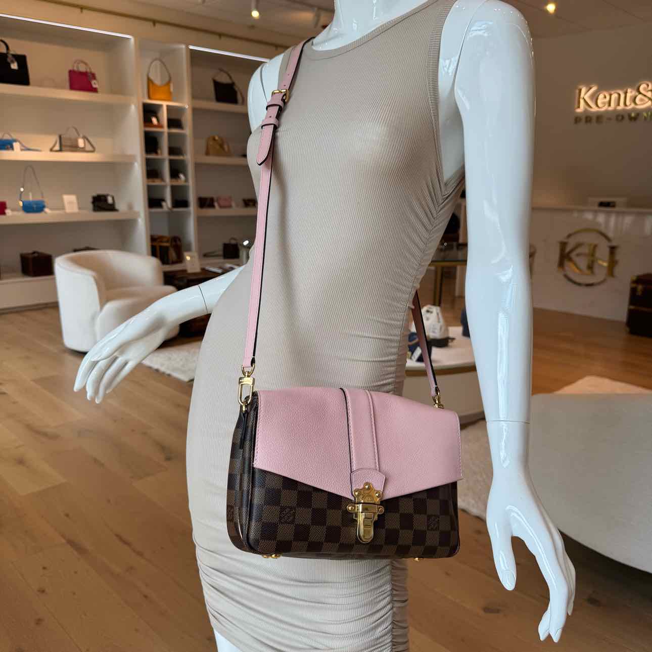 LOUIS VUITTON Damier Ebene Canvas Clapton Crossbody Magnolia