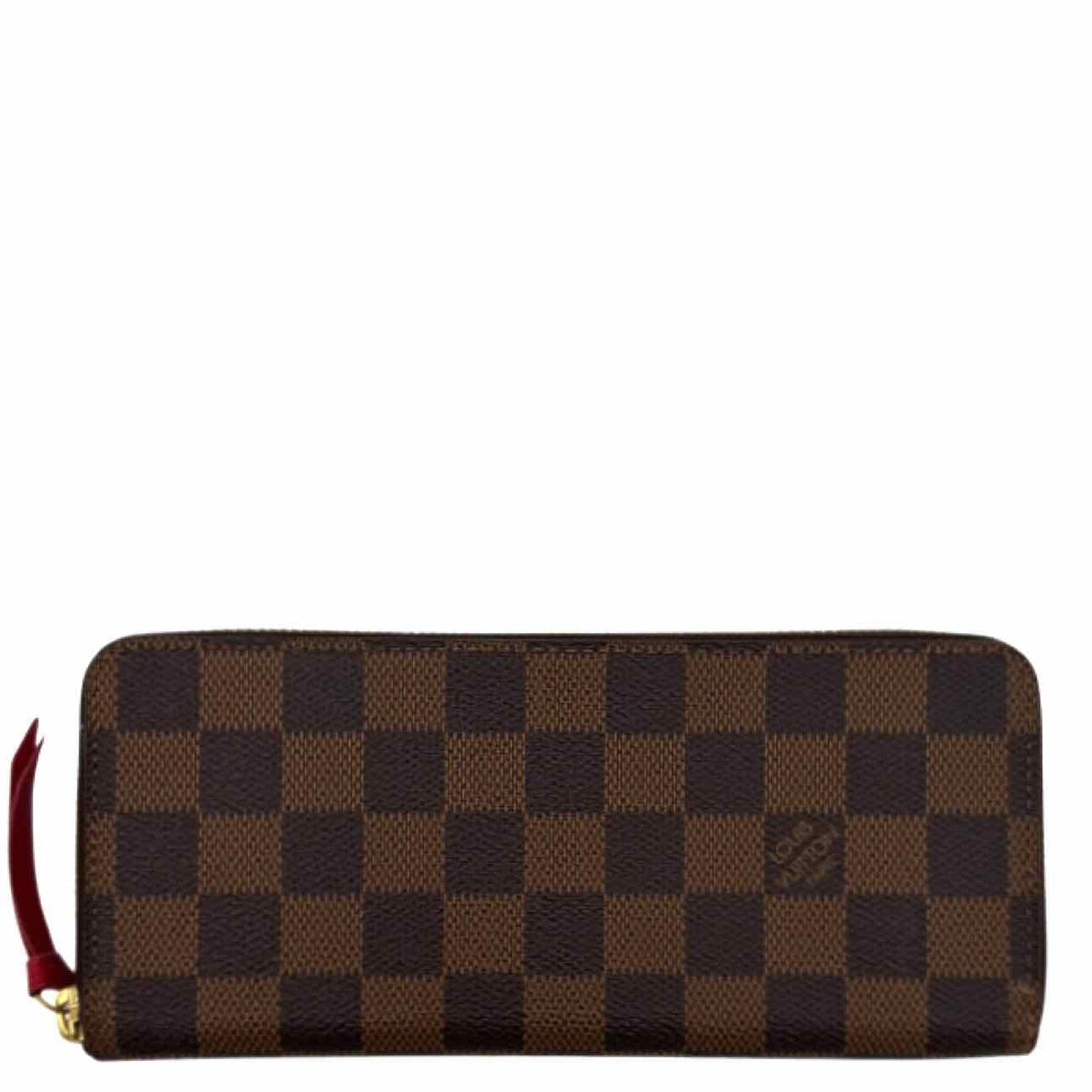 LOUIS VUITTON Damier Ebene Canvas Clemence Wallet Brown