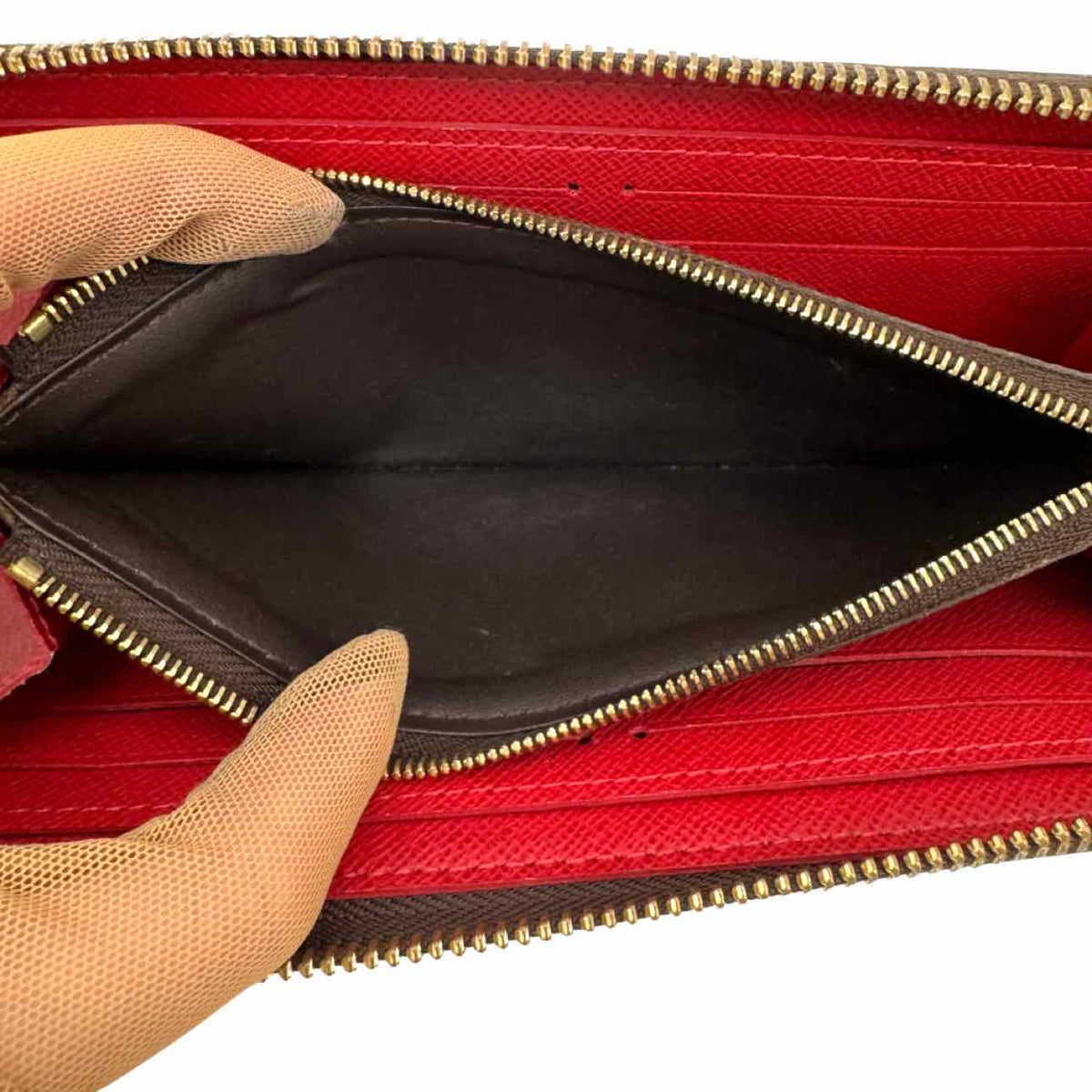 LOUIS VUITTON Damier Ebene Canvas Clemence Wallet Brown